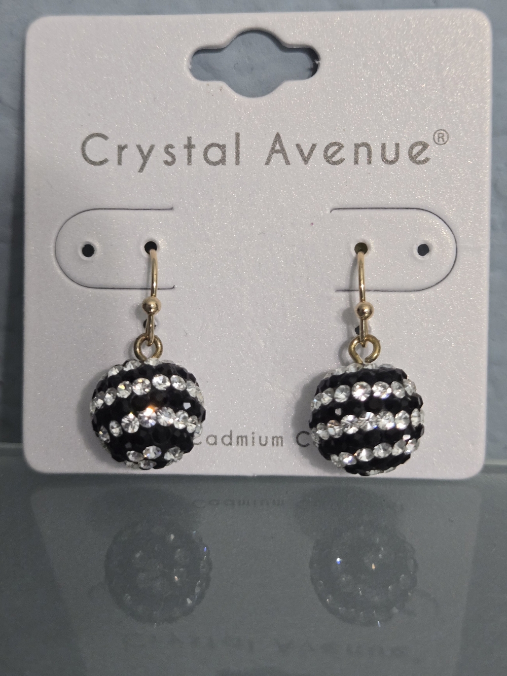 Crystal Avenue Black and Clear Crystal Stripe Drop Earrings